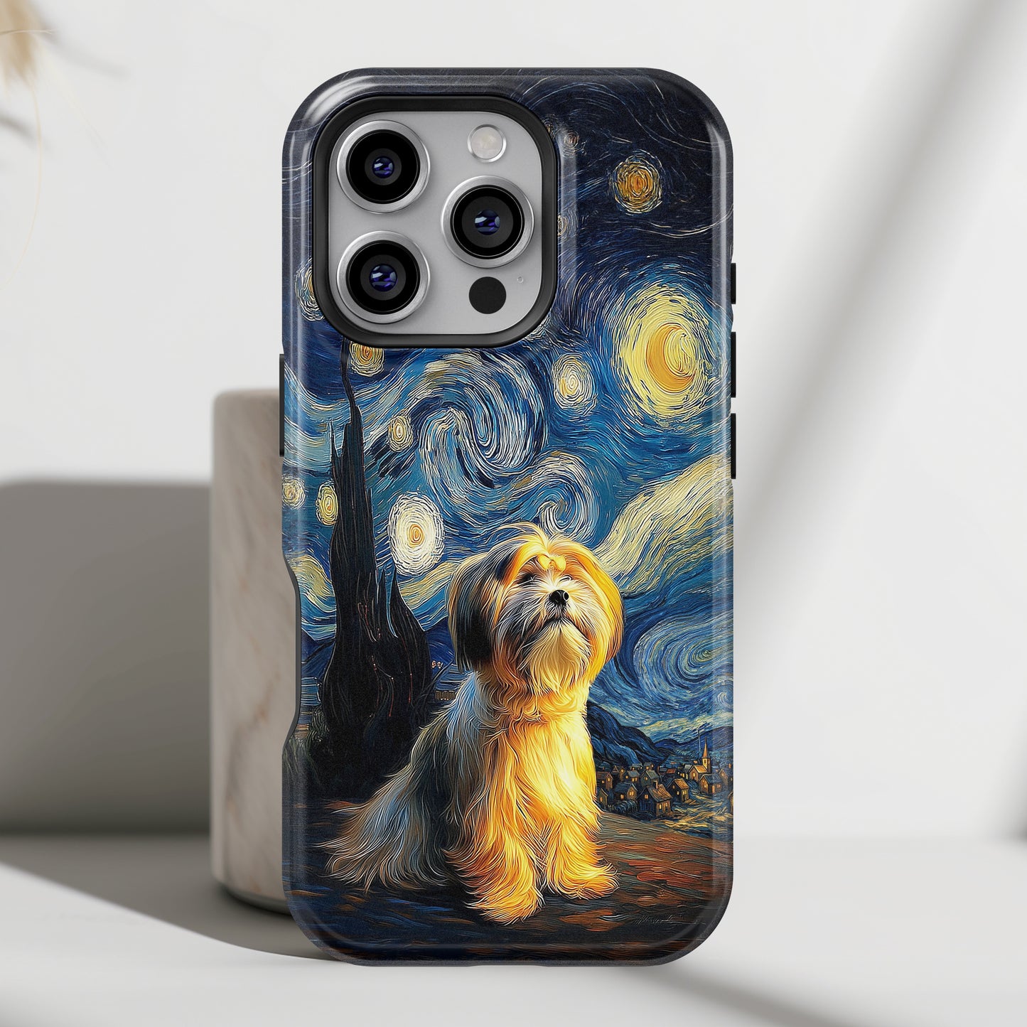 The Starry Night Stargazer – Custom Impressionist Pet iPhone Case