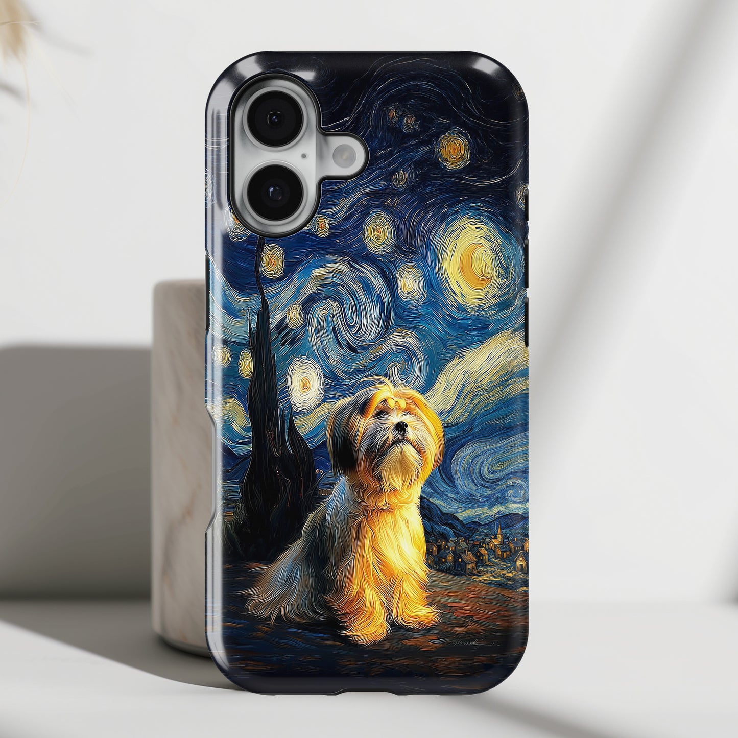 The Starry Night Stargazer – Custom Impressionist Pet iPhone Case