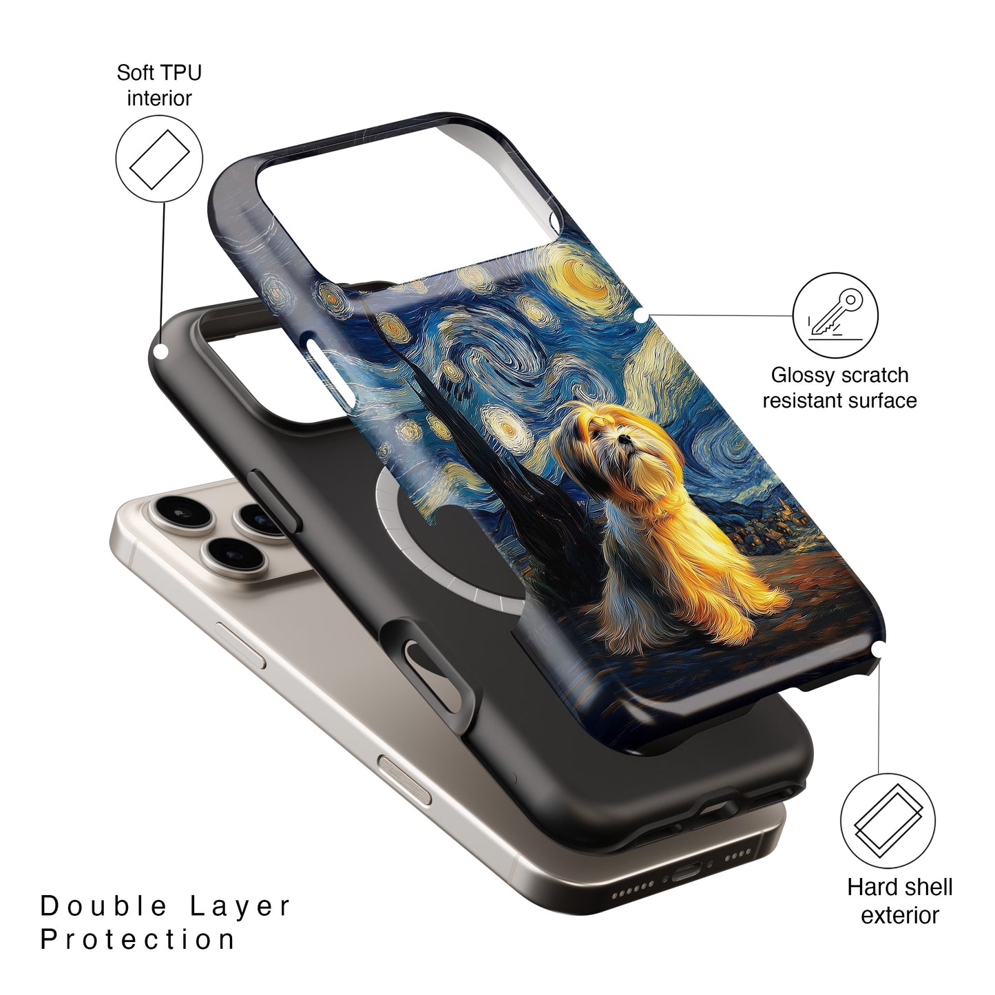 The Starry Night Stargazer – Custom Impressionist Pet iPhone Case