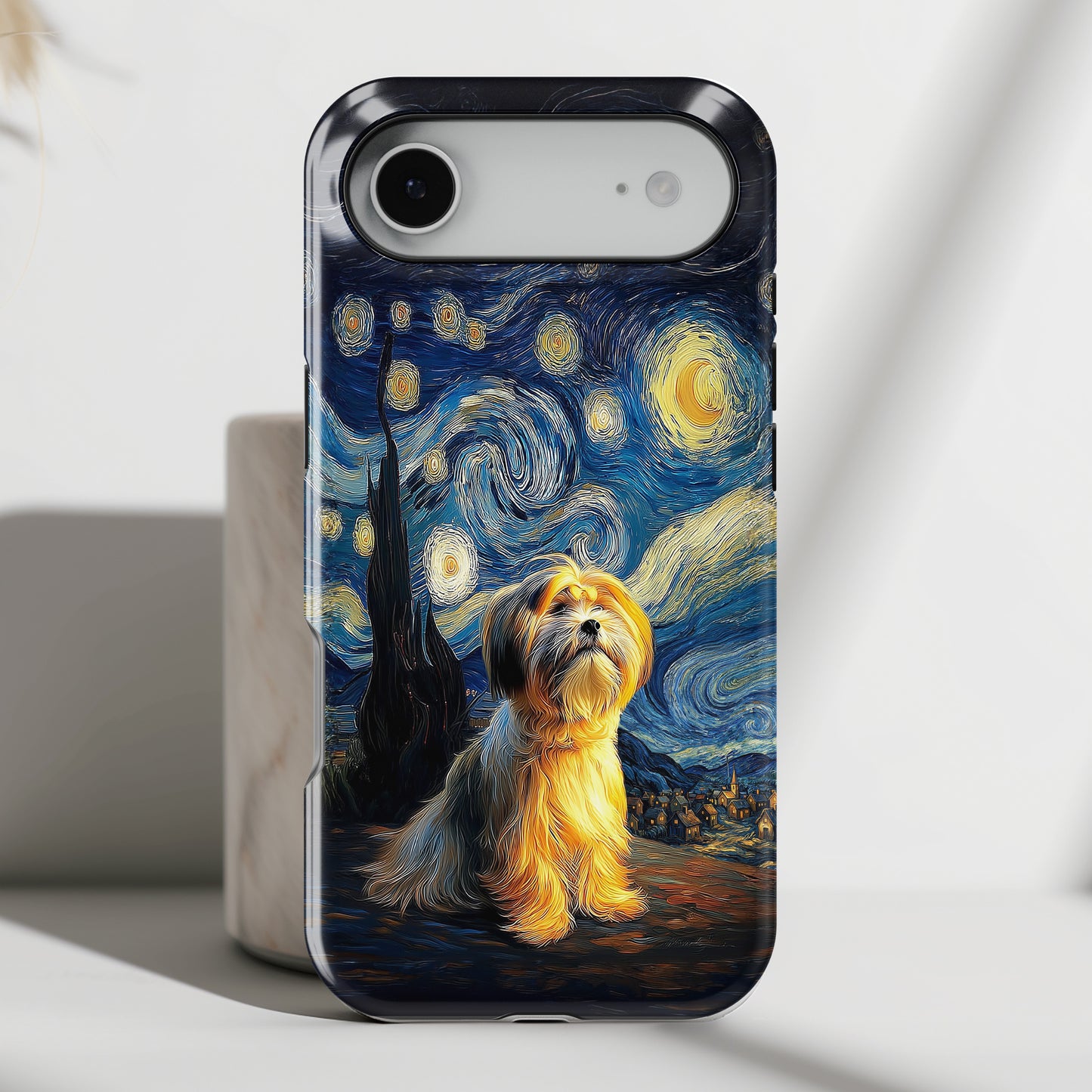 The Starry Night Stargazer – Custom Impressionist Pet iPhone Case
