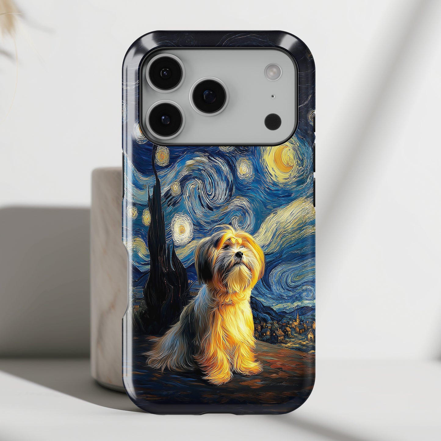 The Starry Night Stargazer – Custom Impressionist Pet iPhone Case