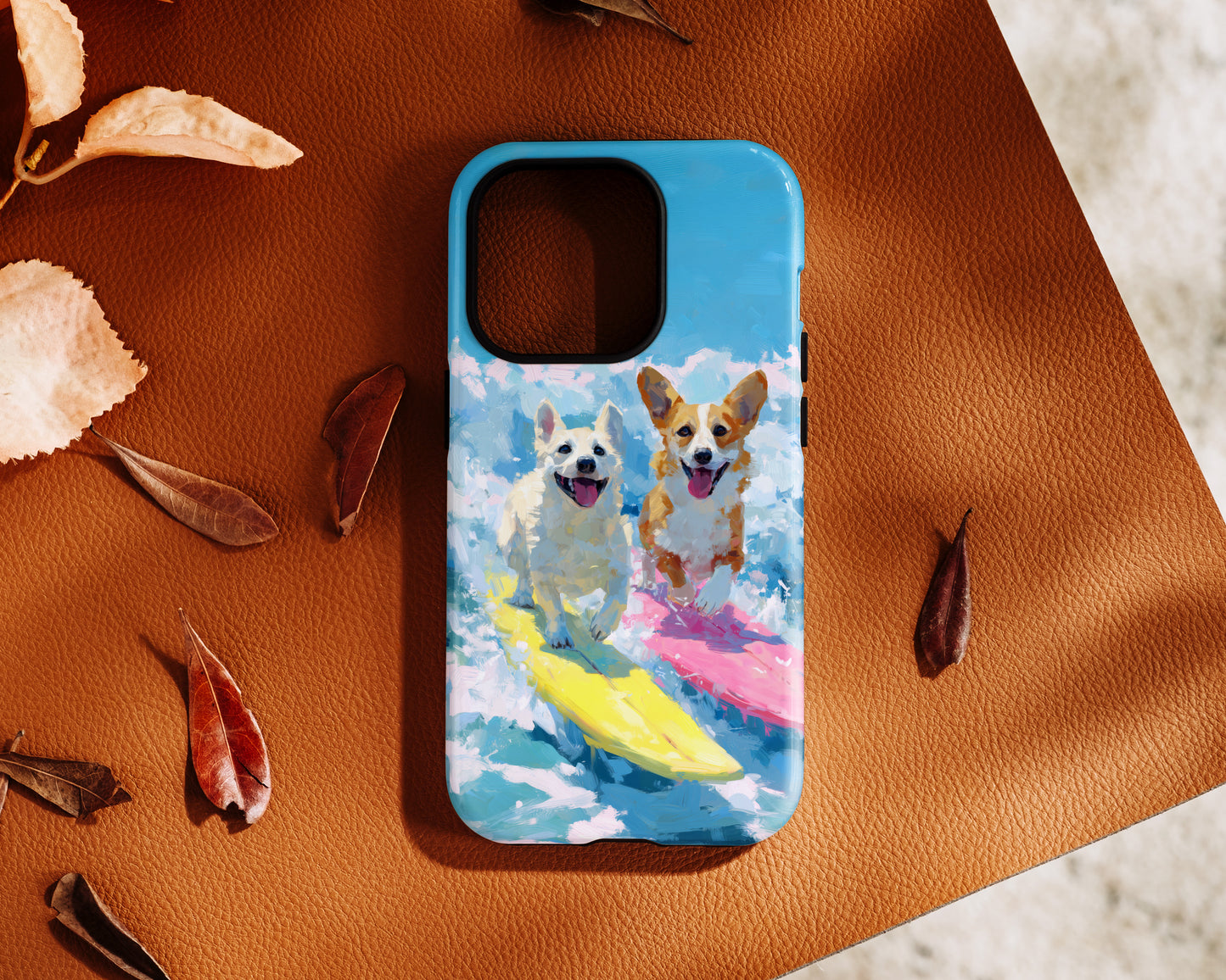 The Summer Surf Dogs – Impasto Action Design iPhone Case