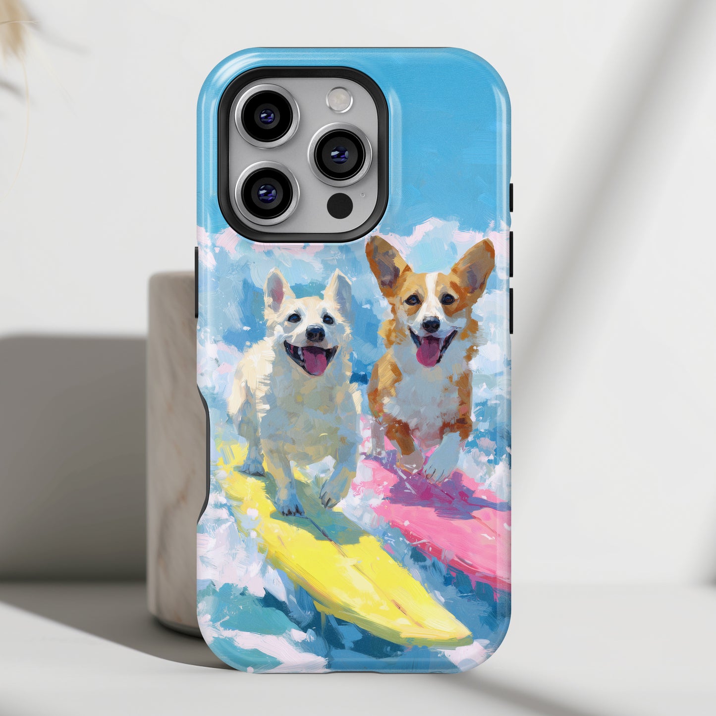 The Summer Surf Dogs – Impasto Action Design iPhone Case