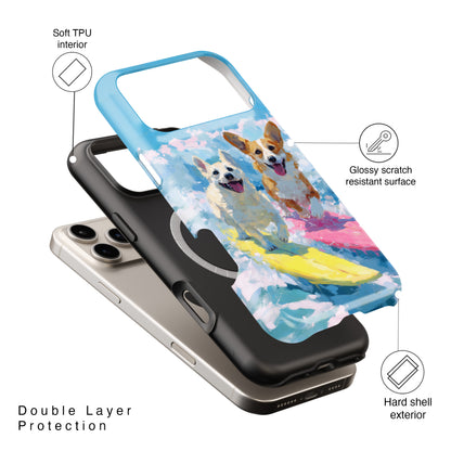 The Summer Surf Dogs – Impasto Action Design iPhone Case
