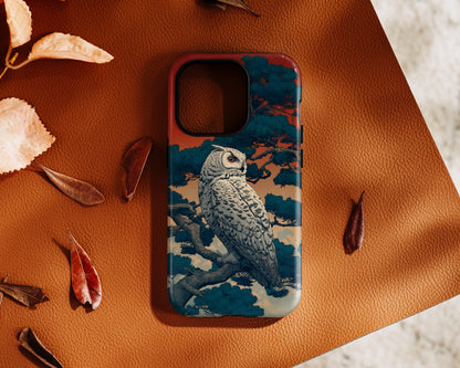 The Sunset Pine – Ukiyo-e Owl Design iPhone Case