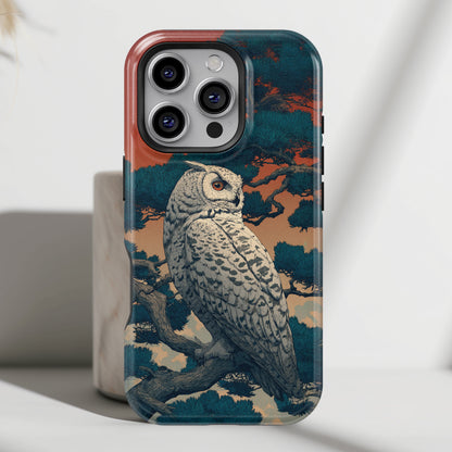 The Sunset Pine – Ukiyo-e Owl Design iPhone Case