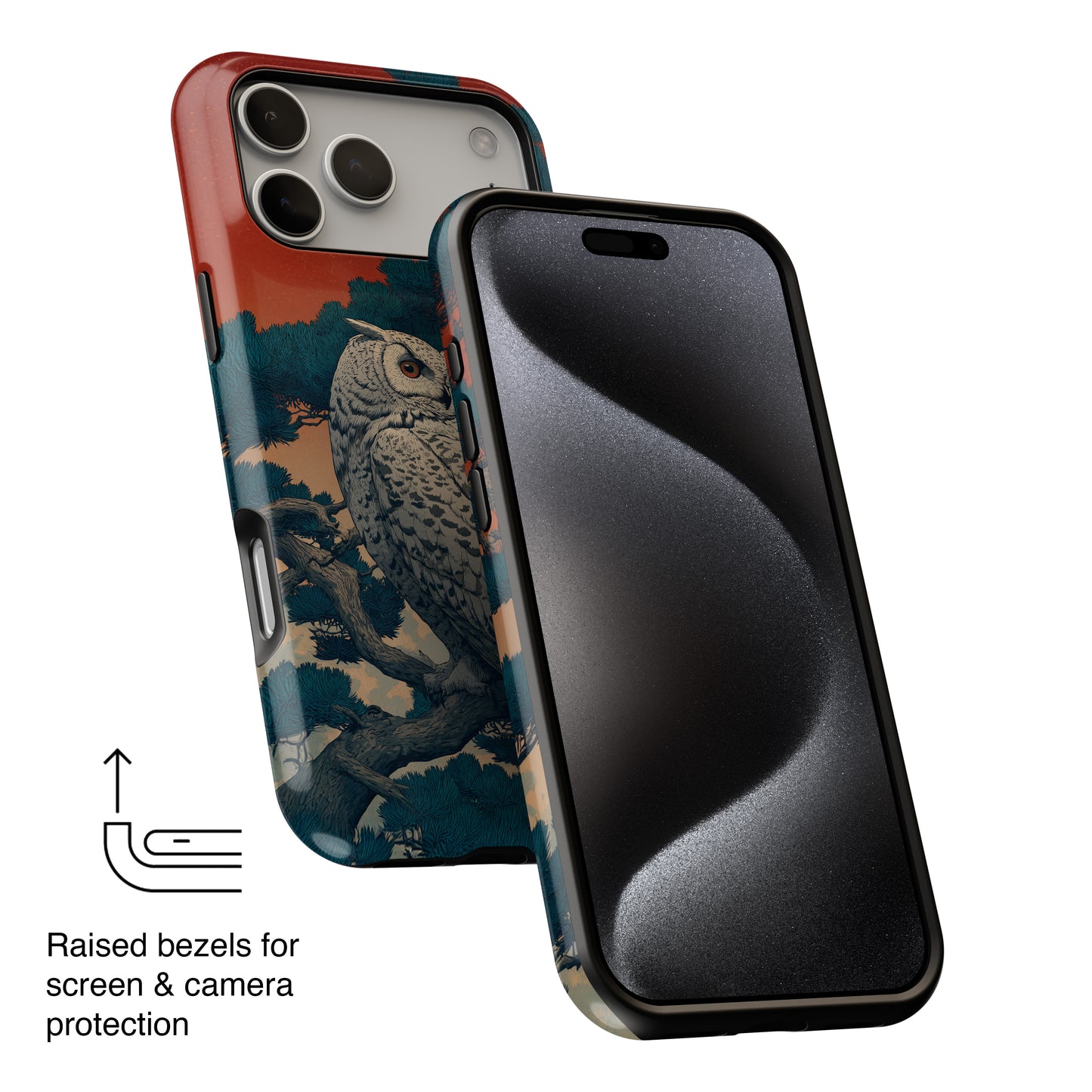 The Sunset Pine – Ukiyo-e Owl Design iPhone Case