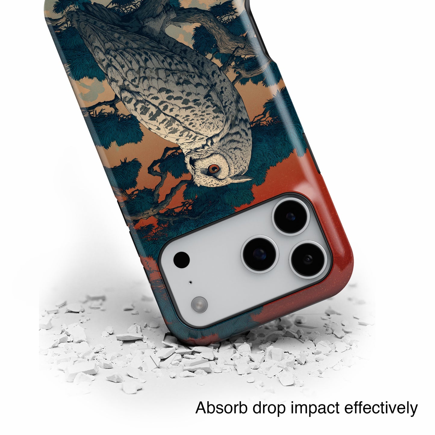 The Sunset Pine – Ukiyo-e Owl Design iPhone Case