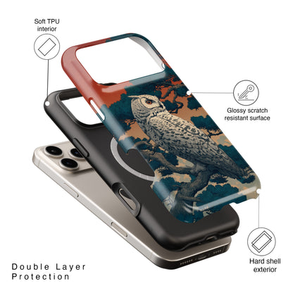 The Sunset Pine – Ukiyo-e Owl Design iPhone Case