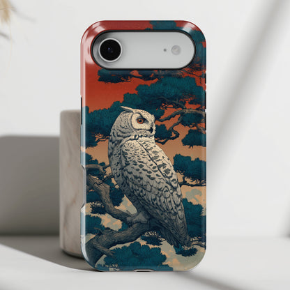 The Sunset Pine – Ukiyo-e Owl Design iPhone Case