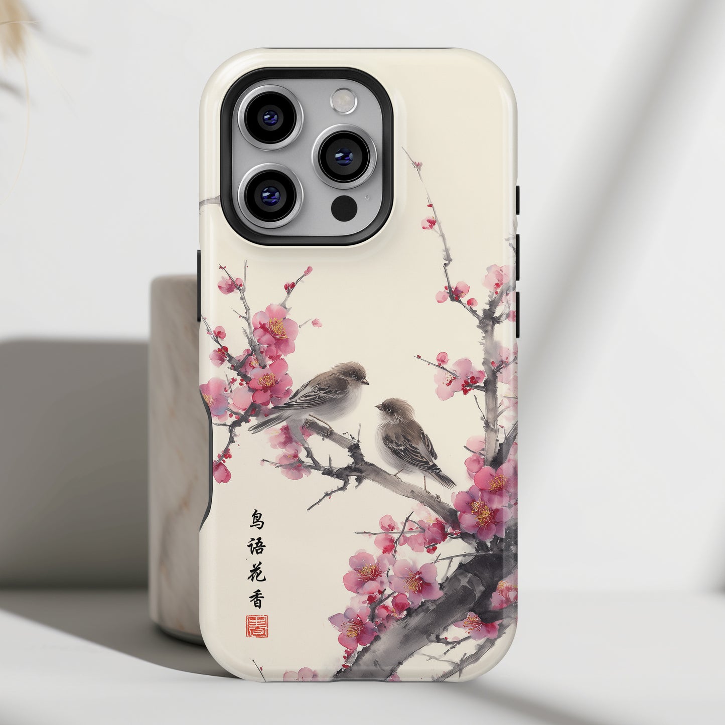 The Sweeping Blossom – Ink Wash Botanical Design iPhone Case