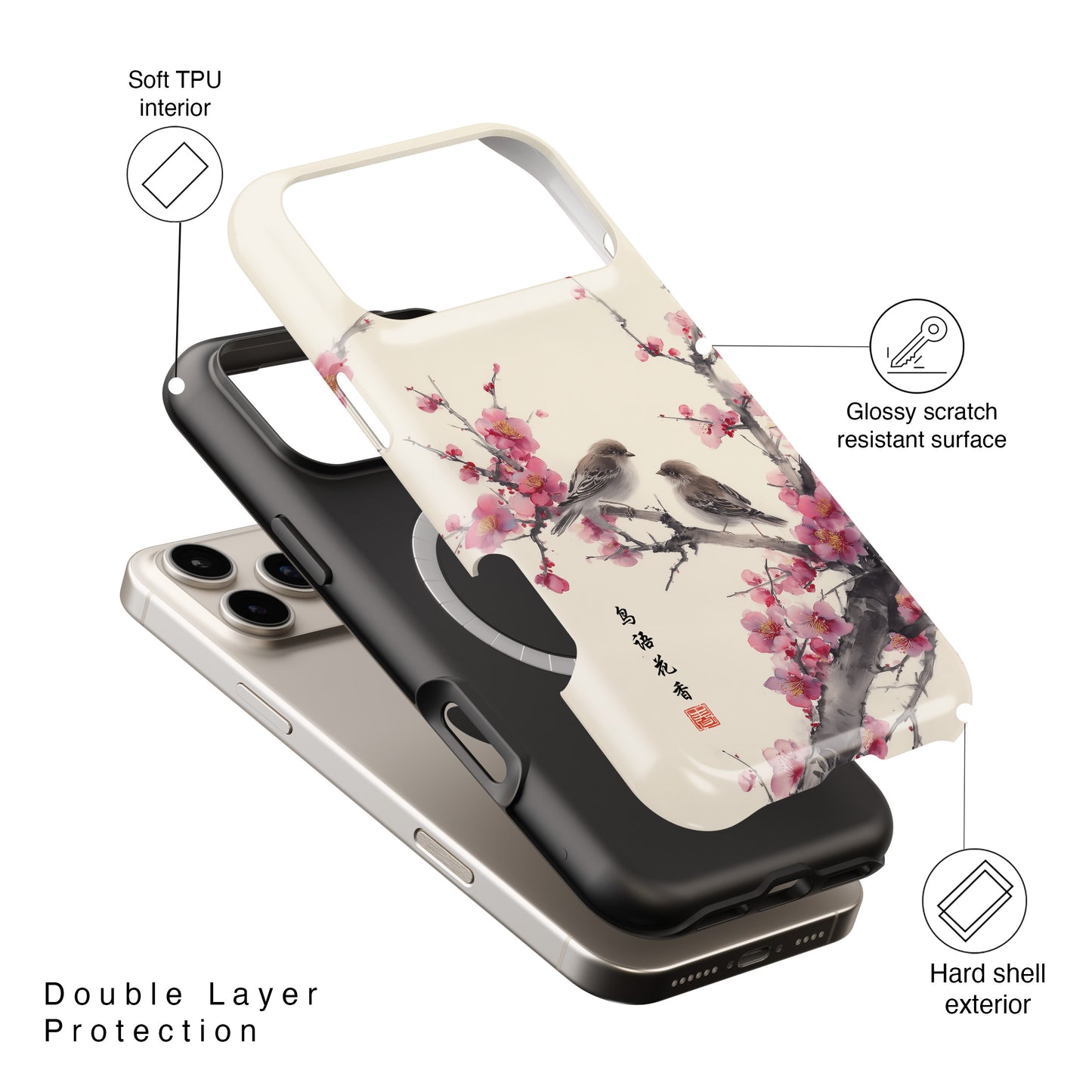 The Sweeping Blossom – Ink Wash Botanical Design iPhone Case