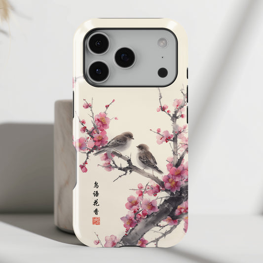 The Sweeping Blossom – Ink Wash Botanical Design iPhone Case
