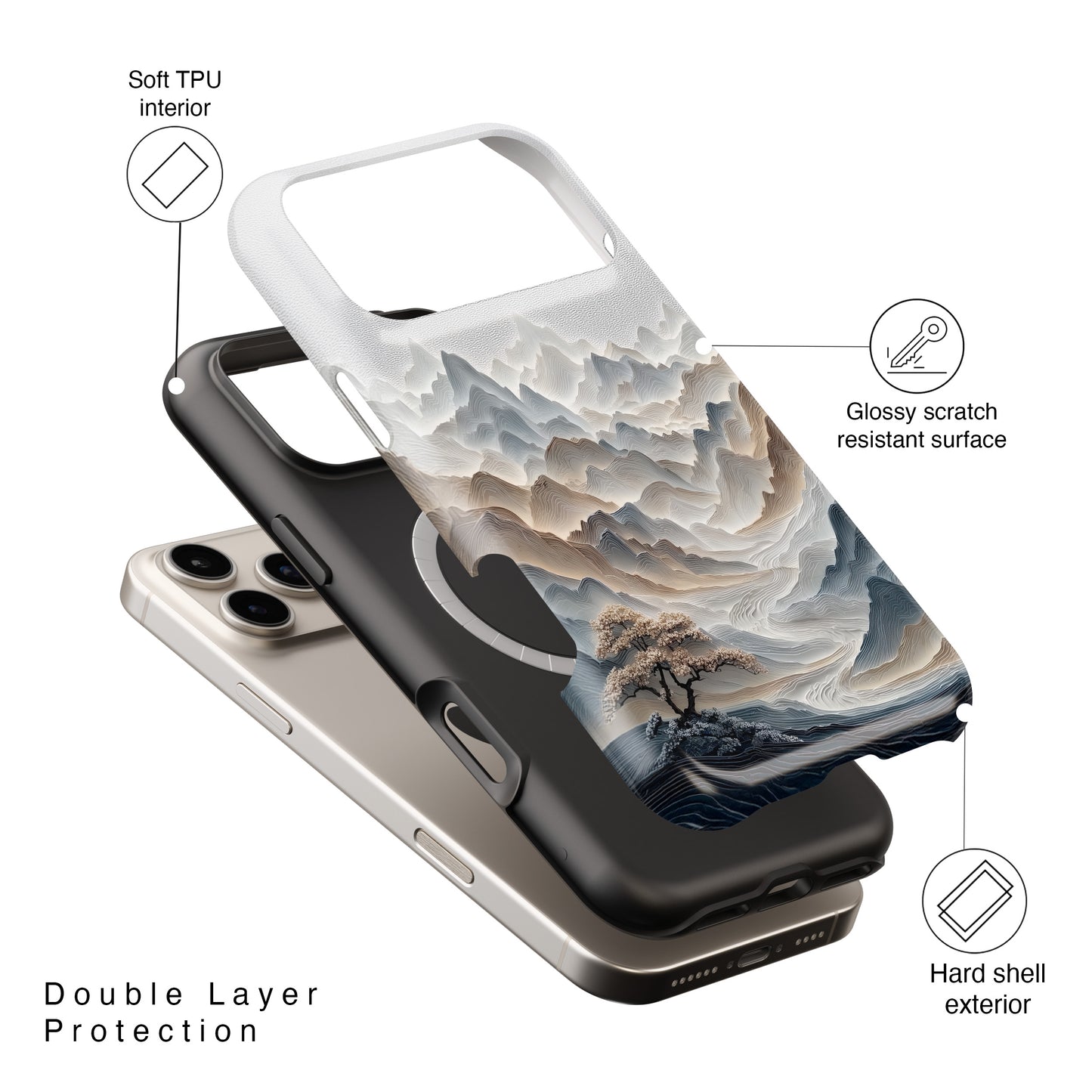 The Sweeping Valley – Sculptural Mountain Design iPhone Case