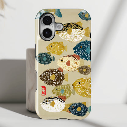 The Vintage Fugu – Retro Pufferfish Design iPhone Case