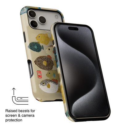 The Vintage Fugu – Retro Pufferfish Design iPhone Case