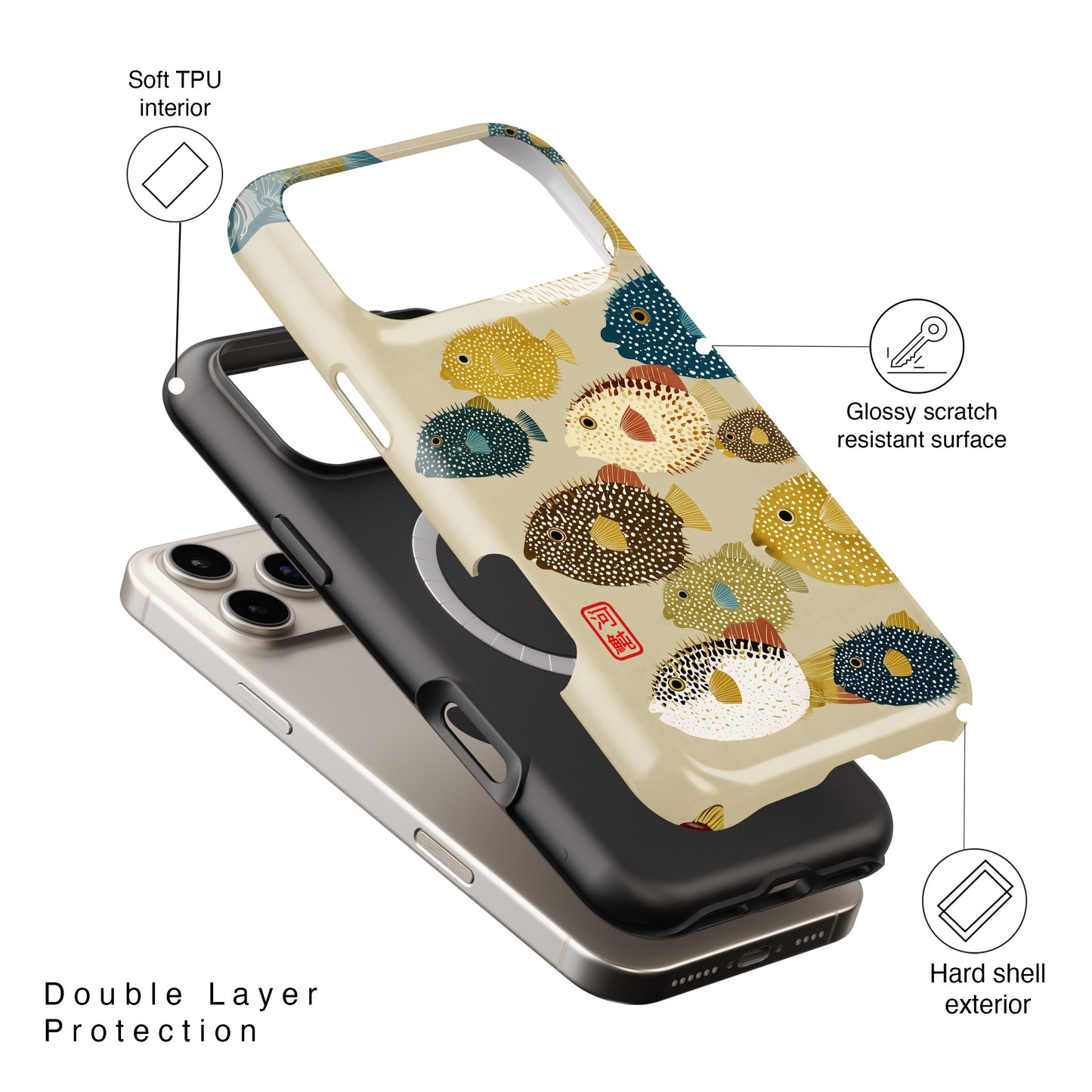 The Vintage Fugu – Retro Pufferfish Design iPhone Case