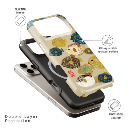 The Vintage Fugu – Retro Pufferfish Design iPhone Case