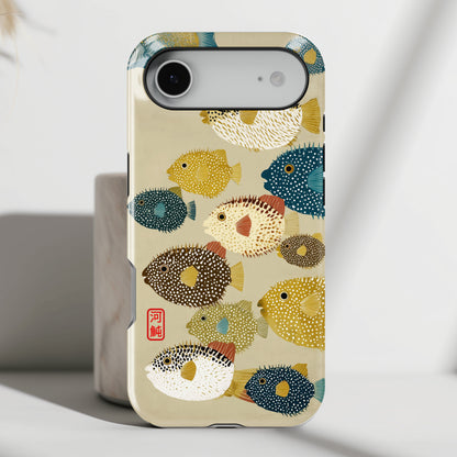 The Vintage Fugu – Retro Pufferfish Design iPhone Case