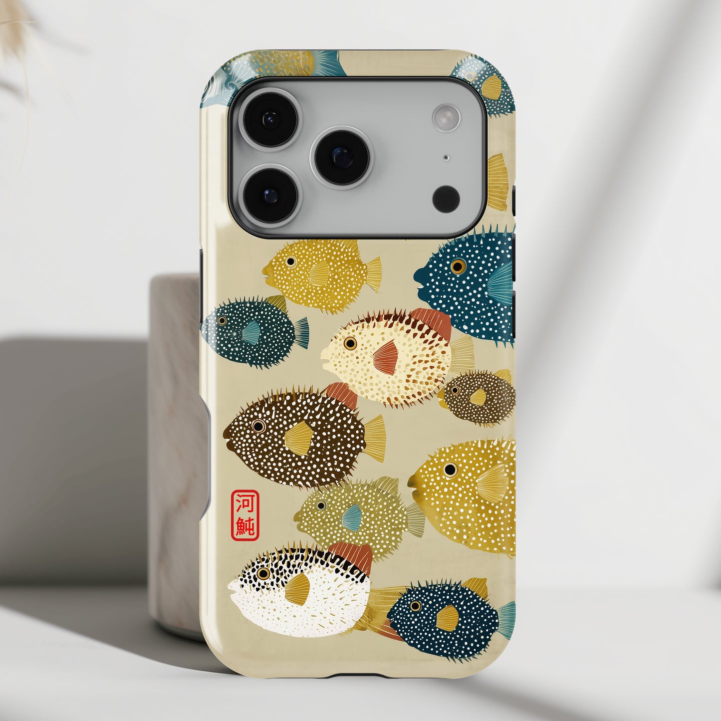 The Vintage Fugu – Retro Pufferfish Design iPhone Case