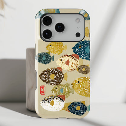 The Vintage Fugu – Retro Pufferfish Design iPhone Case