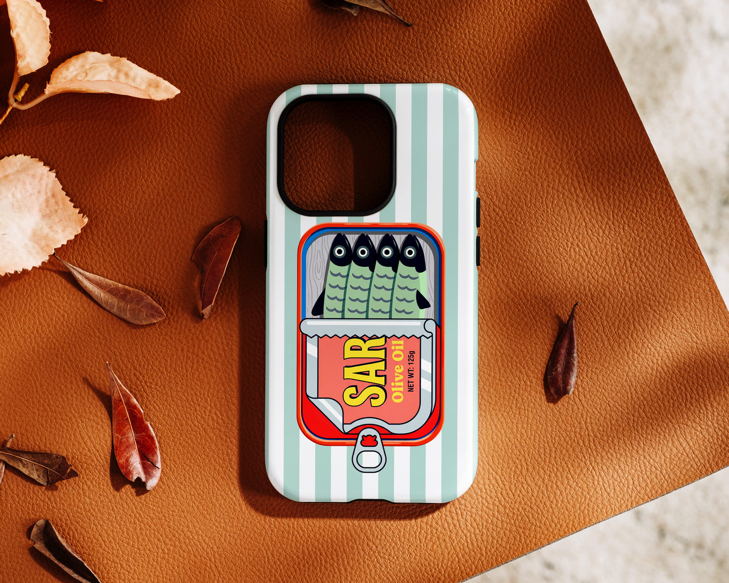 The Vintage Sardine Tin – Pop-Art Striped Design iPhone Case (Mint)