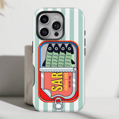 The Vintage Sardine Tin – Pop-Art Striped Design iPhone Case (Mint)