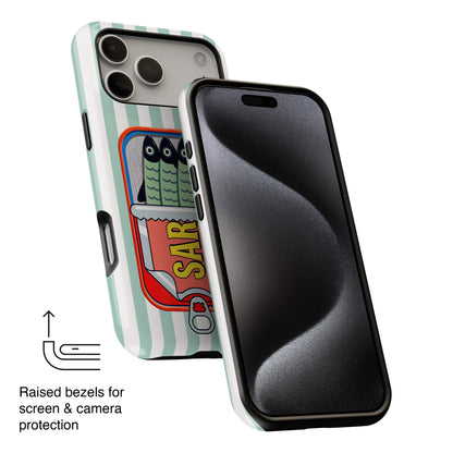 The Vintage Sardine Tin – Pop-Art Striped Design iPhone Case (Mint)