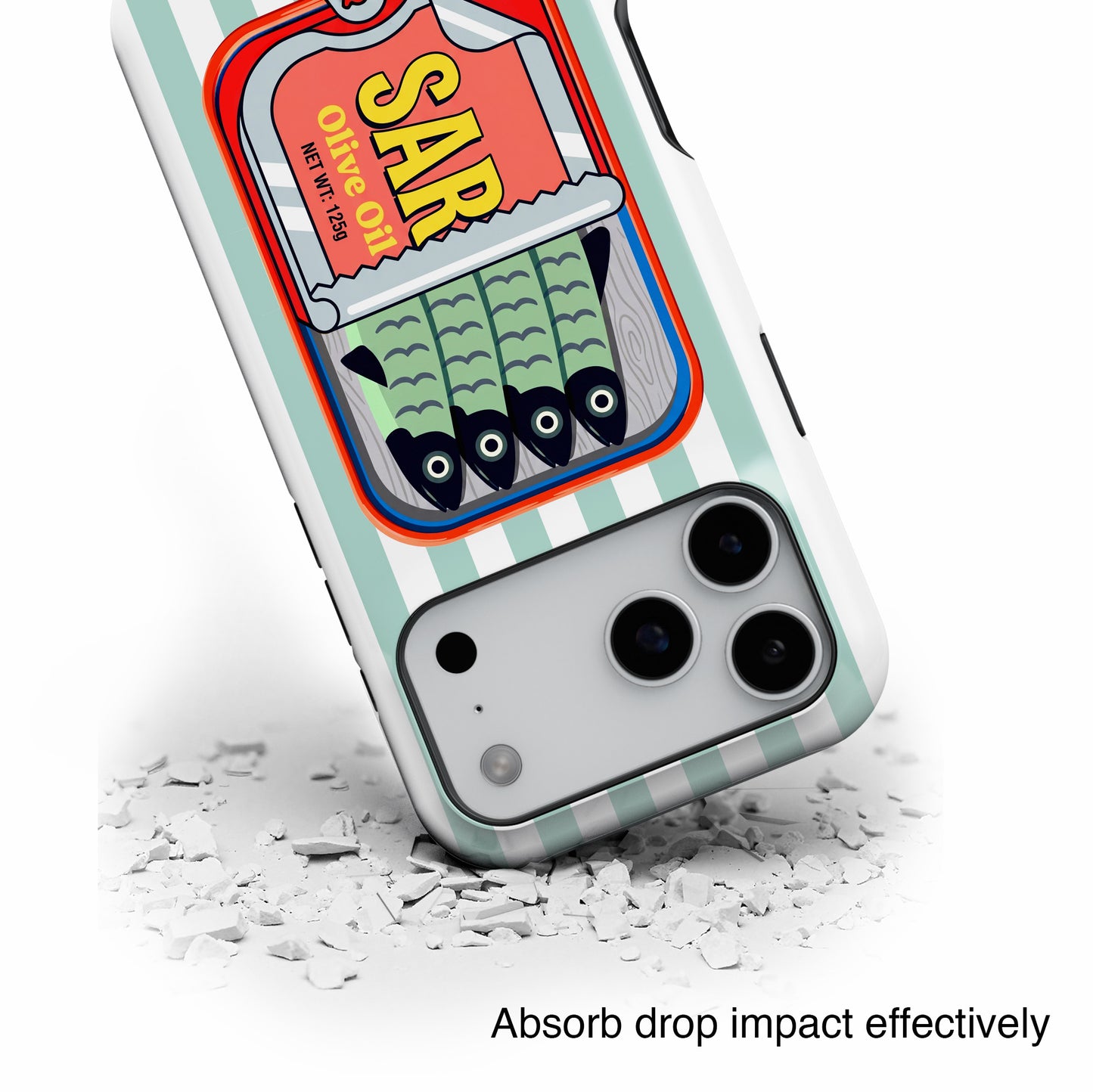 The Vintage Sardine Tin – Pop-Art Striped Design iPhone Case (Mint)