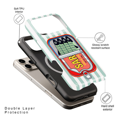 The Vintage Sardine Tin – Pop-Art Striped Design iPhone Case (Mint)