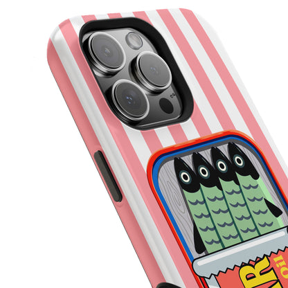 The Vintage Sardine Tin – Pop-Art Striped Design iPhone Case (Pink)