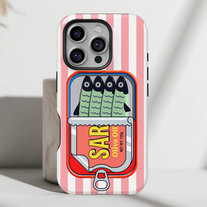 The Vintage Sardine Tin – Pop-Art Striped Design iPhone Case (Pink)