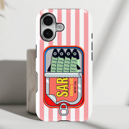 The Vintage Sardine Tin – Pop-Art Striped Design iPhone Case (Pink)