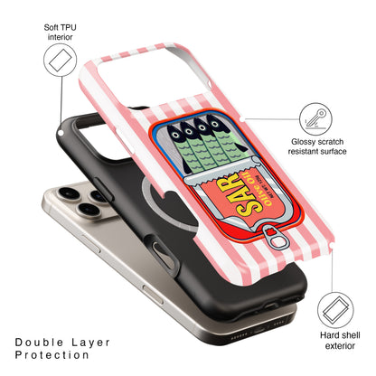 The Vintage Sardine Tin – Pop-Art Striped Design iPhone Case (Pink)