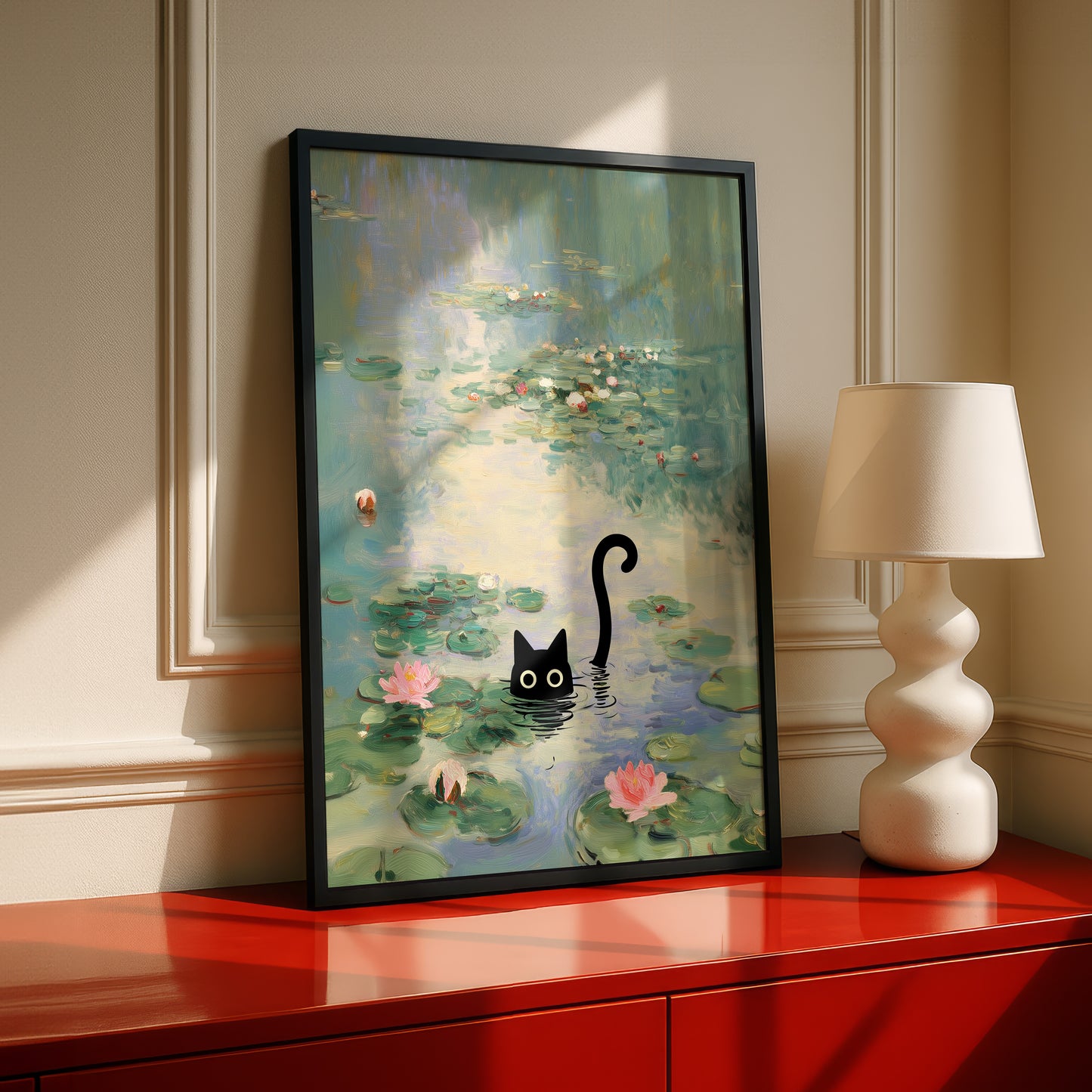 The Water Lily Lurker – Fine Art Parody Design Wall Art