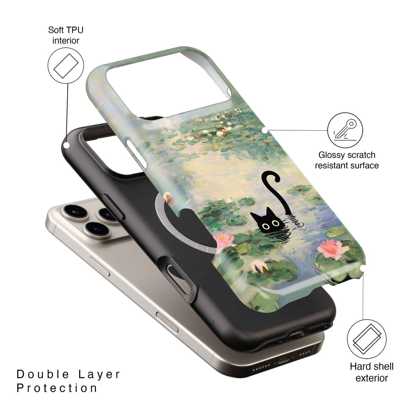 The Water Lily Lurker – Fine Art Parody Design iPhone Case