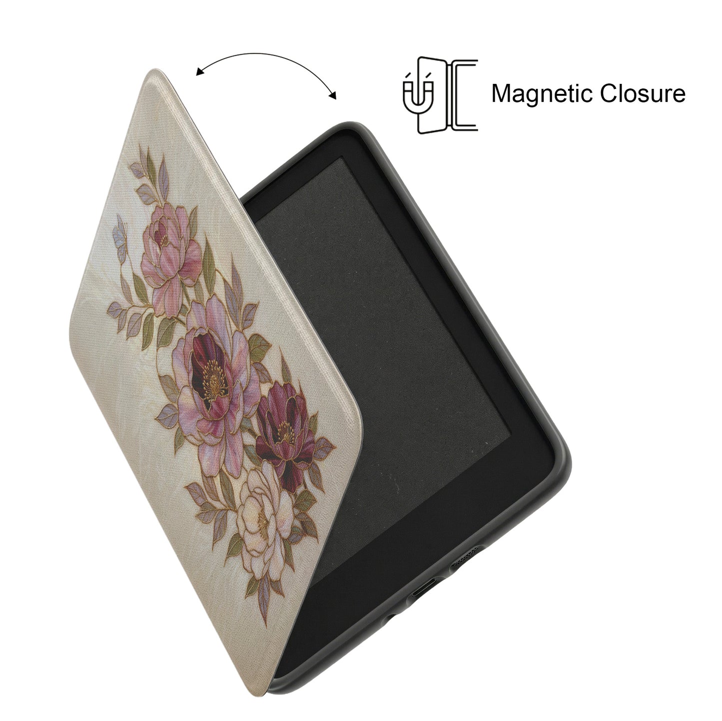 The Cloisonné Peony – Faux Stained Glass & Pearl Kindle Case