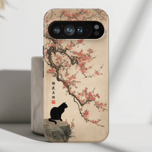 The Contemplative Cat – Traditional Ink Wash Design Phone Case for Google Pixel