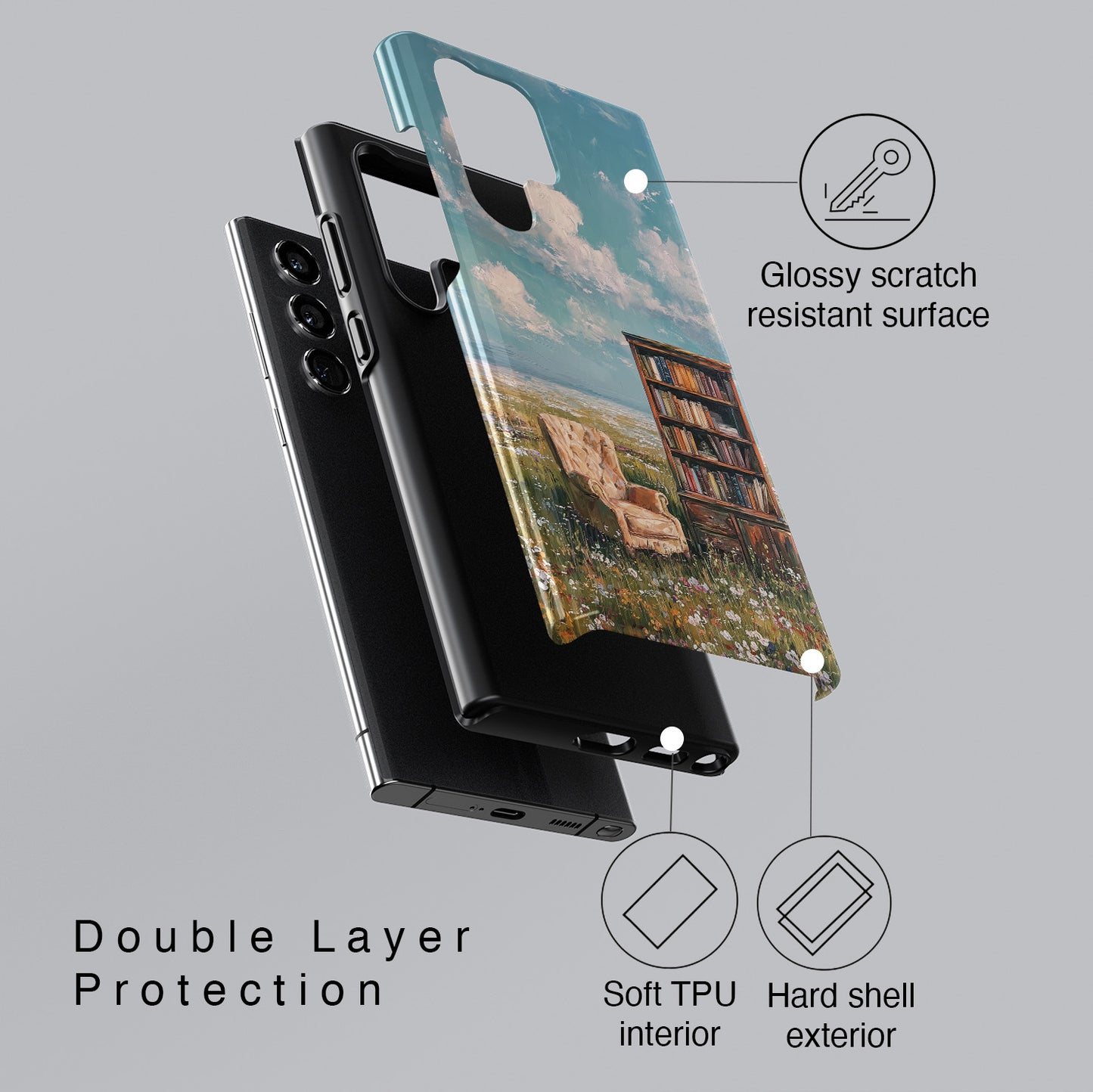 The Dreamer's Study – Surreal Meadow Design Phone Case for Galaxy S series Phones