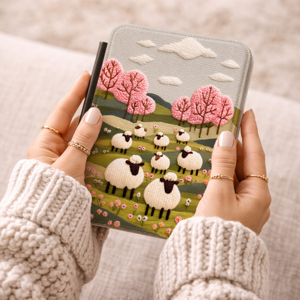 The Embroidered Meadow – Faux Needlepoint Kindle Case