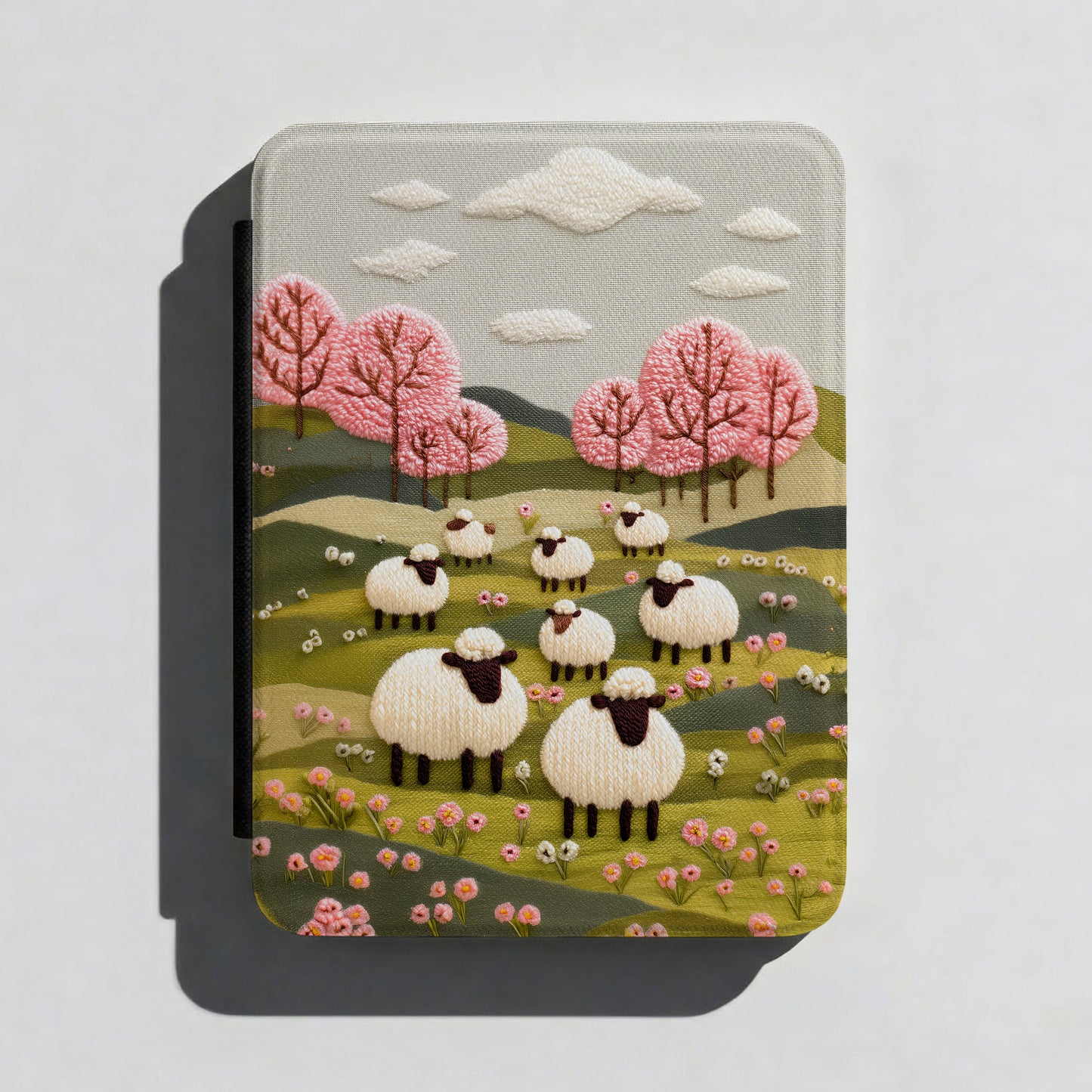 The Embroidered Meadow – Faux Needlepoint Kindle Case