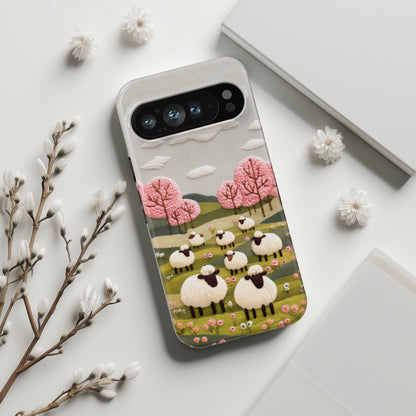 The Embroidered Meadow – Faux Needlepoint Design Phone Case for Google Pixel