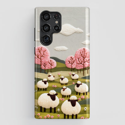 The Embroidered Meadow – Faux Needlepoint Design Phone Case for Galaxy S series Phones