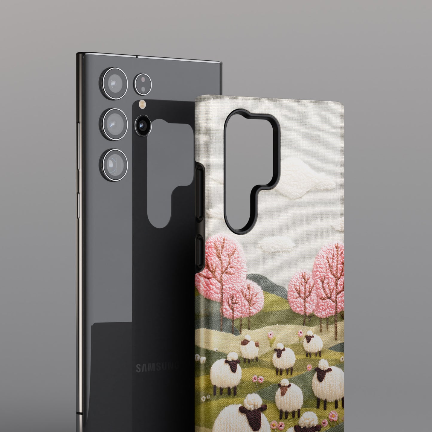 The Embroidered Meadow – Faux Needlepoint Design Phone Case for Galaxy S series Phones