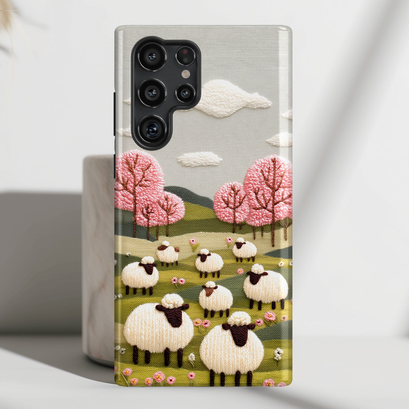 The Embroidered Meadow – Faux Needlepoint Design Phone Case for Galaxy S series Phones