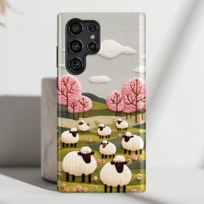 The Embroidered Meadow – Faux Needlepoint Design Phone Case for Galaxy S series Phones