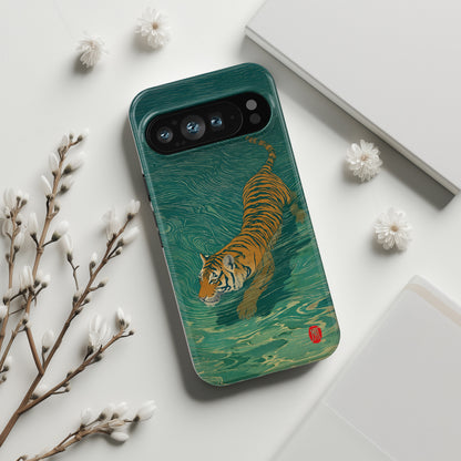 The Emerald Swirl – Ukiyo-e Tiger Design Phone Case for Google Pixel