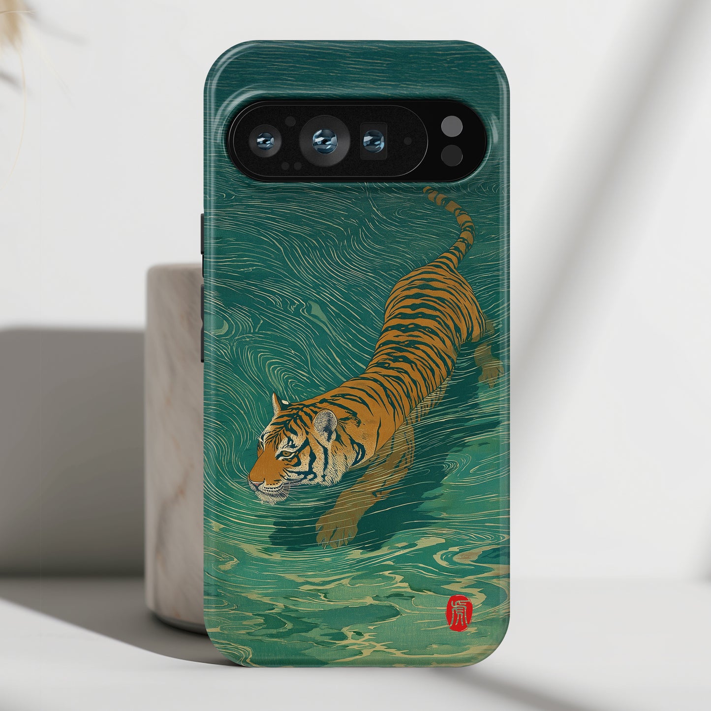 The Emerald Swirl – Ukiyo-e Tiger Design Phone Case for Google Pixel
