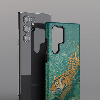 The Emerald Swirl – Ukiyo-e Tiger Design Phone Case for Galaxy S series Phones