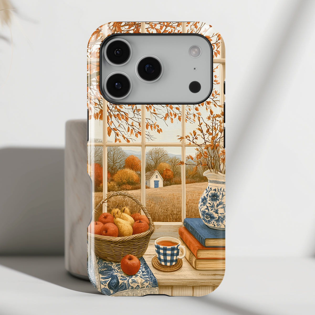 The Golden Autumn Window – Cozy Harvest Design iPhone Case